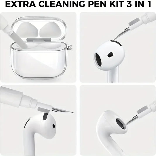 Capa de airpod pro3 compatível com airpods 4a geração, capa macia de tpu com kit de limpeza, capa protetora à prova de choque com chaveiro