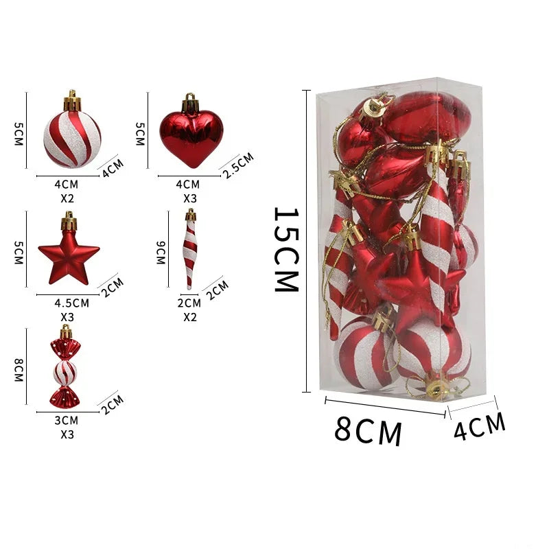 Christmas Balls Ornaments Xmas Tree Hanging Pendant Heart Candy Star ShapedHome Decoration 2024 Navidad New Year Gifts 2025