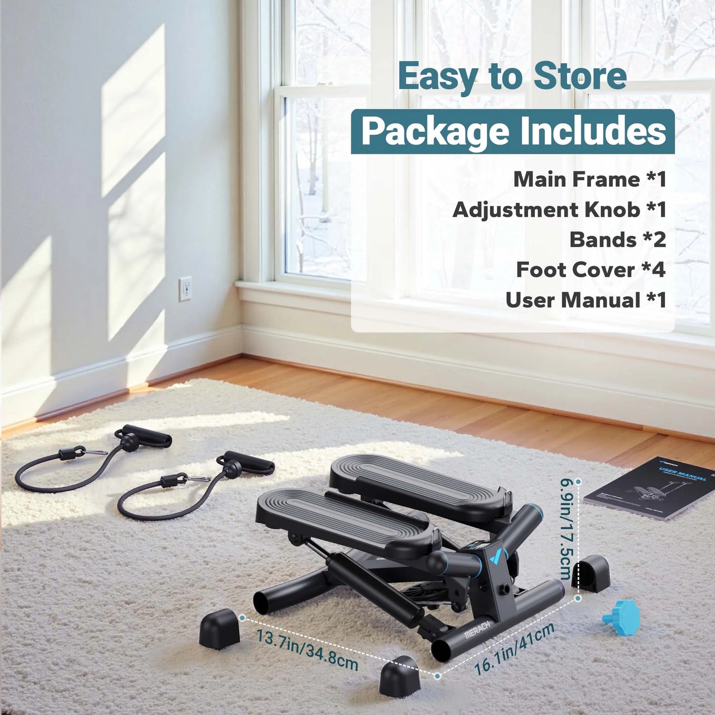 Merach mini stepper para exercício torção escada stepper 330lbs capacidade equipamento de exercício stepper com faixa de resistência para fitness