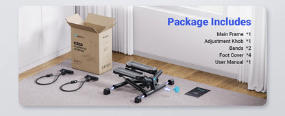 Merach mini stepper para exercício torção escada stepper 330lbs capacidade equipamento de exercício stepper com faixa de resistência para fitness