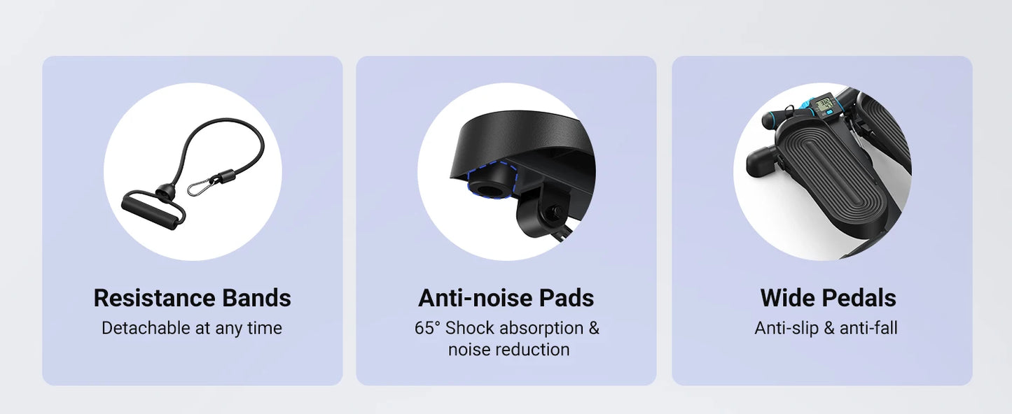 Merach mini stepper para exercício torção escada stepper 330lbs capacidade equipamento de exercício stepper com faixa de resistência para fitness