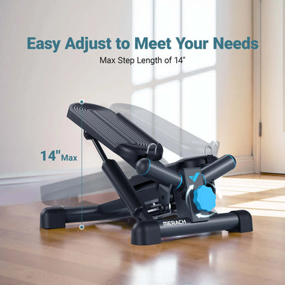 Merach mini stepper para exercício torção escada stepper 330lbs capacidade equipamento de exercício stepper com faixa de resistência para fitness