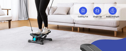 Merach mini stepper para exercício torção escada stepper 330lbs capacidade equipamento de exercício stepper com faixa de resistência para fitness