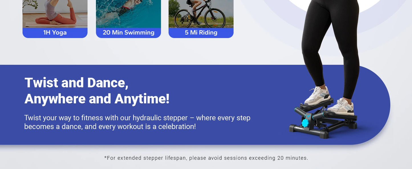 Merach mini stepper para exercício torção escada stepper 330lbs capacidade equipamento de exercício stepper com faixa de resistência para fitness