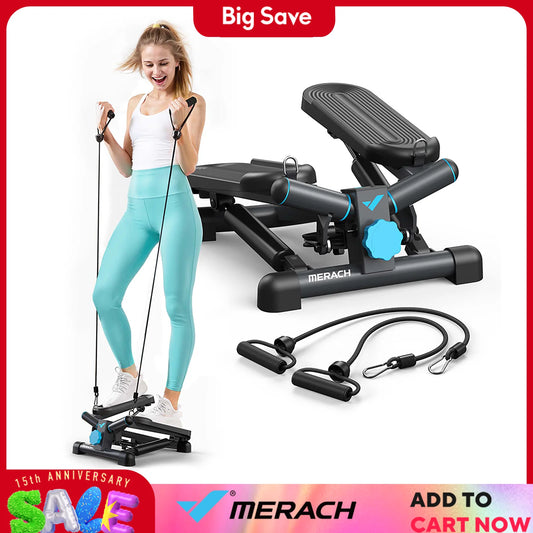 Merach mini stepper para exercício torção escada stepper 330lbs capacidade equipamento de exercício stepper com faixa de resistência para fitness