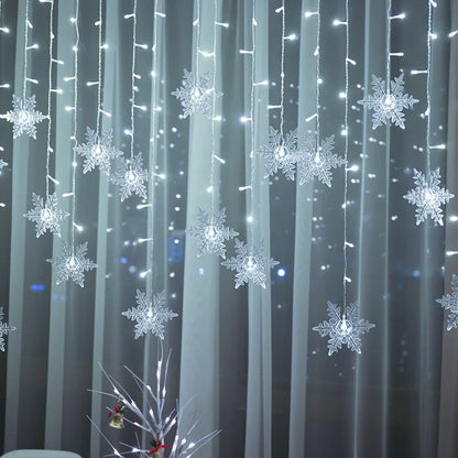 3.2m natal floco de neve cortina luzes da corda interior luz de natal casamento festa em casa ano novo led lâmpadas de natal beiral decoração