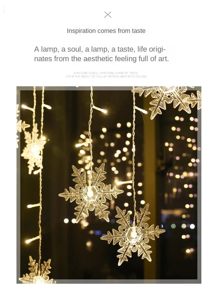3.2m flocos de neve de natal led luzes da corda piscando luzes da cortina de fadas à prova dwaterproof água para festa de férias casamento decoração de natal
