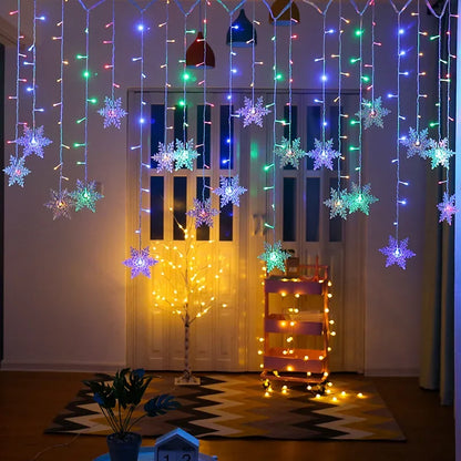 3.2m natal floco de neve cortina luzes da corda interior luz de natal casamento festa em casa ano novo led lâmpadas de natal beiral decoração