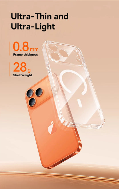 Joyroom capa magnética para iphone 17 16 pro max capa anti amarela transparente para iphone 17 pro carregador sem fio capa fina