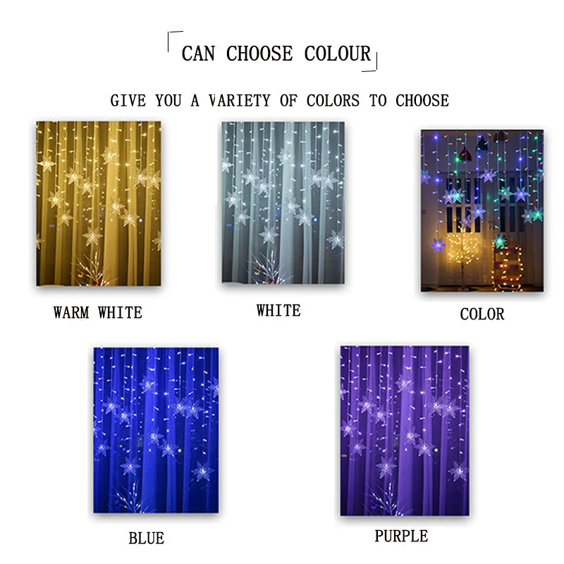 3.2m flocos de neve de natal led luzes da corda piscando luzes da cortina de fadas à prova dwaterproof água para festa de férias casamento decoração de natal
