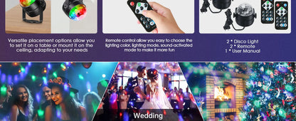 Luz de bola de discoteca led ativada por som rgb com controle remoto rotativa lâmpada de palco dj para casa carro festa clube decoração de natal