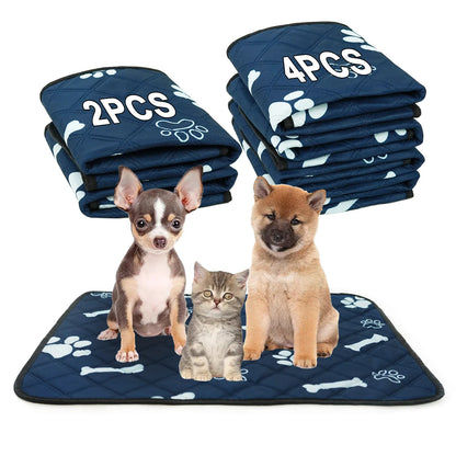 2pcs/4pcs Blue Print Washable Dog Urine Pad, Absorbent And Leakproof Puppy Urine Pad, Reusable Pet Training Pad, Waterproof