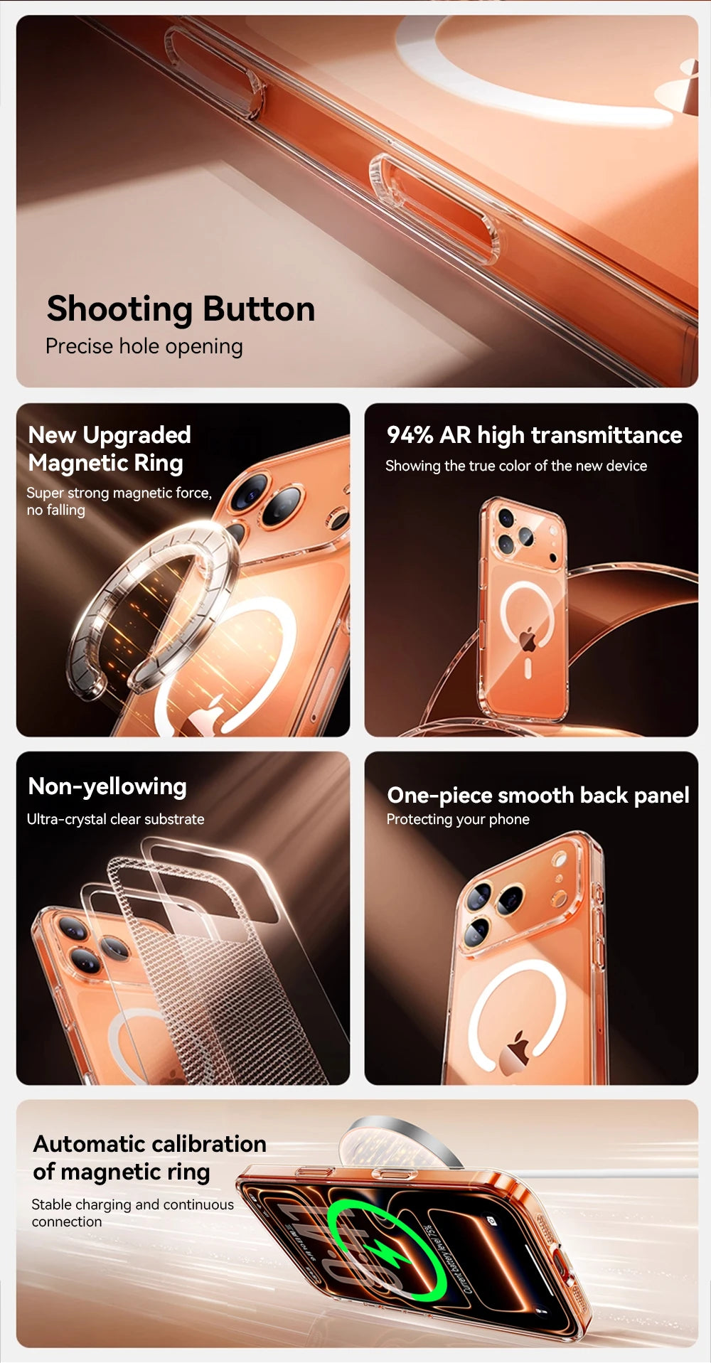 Joyroom capa magnética para iphone 17 16 pro max capa anti amarela transparente para iphone 17 pro carregador sem fio capa fina