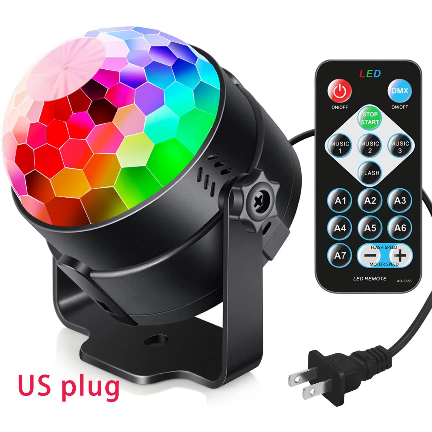 Luz de bola de discoteca led ativada por som rgb com controle remoto rotativa lâmpada de palco dj para casa carro festa clube decoração de natal