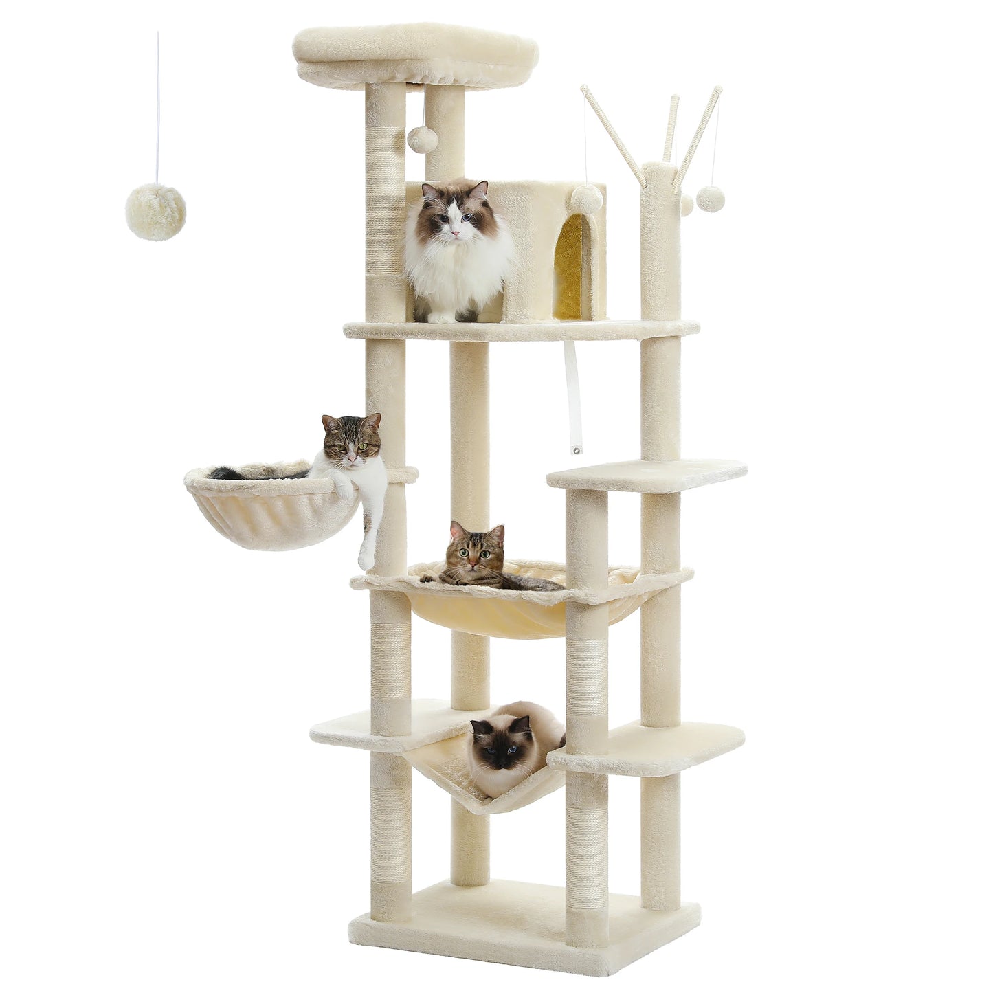 Árvore de gato de vários níveis com postes de arranhões, condomínio de gato, rede grande, torre de gato grande moderna para gatos internos, acessórios para gatos