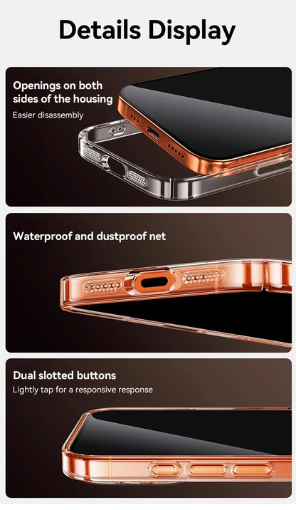 Joyroom capa magnética para iphone 17 16 pro max capa anti amarela transparente para iphone 17 pro carregador sem fio capa fina