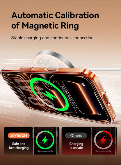 Joyroom capa magnética para iphone 17 16 pro max capa anti amarela transparente para iphone 17 pro carregador sem fio capa fina