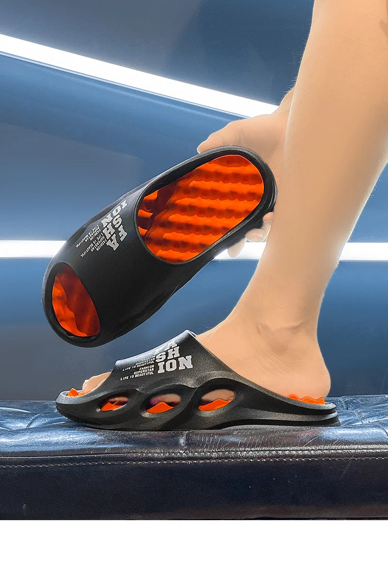 Men Fashion Massage Slippers Indoor/Outdoor Sandals Beach Flip Flop Thick Sole Male Slides Summer  Slippers