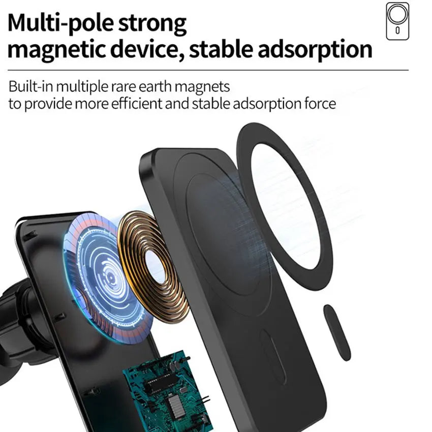 Mini magnético sem fio carregador de carro suporte do telefone montagem do carro para iphone 17 16 15 14 13 12 pro max estação carregamento rápido do carro