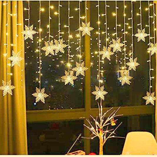3.2m natal floco de neve cortina luzes da corda interior luz de natal casamento festa em casa ano novo led lâmpadas de natal beiral decoração