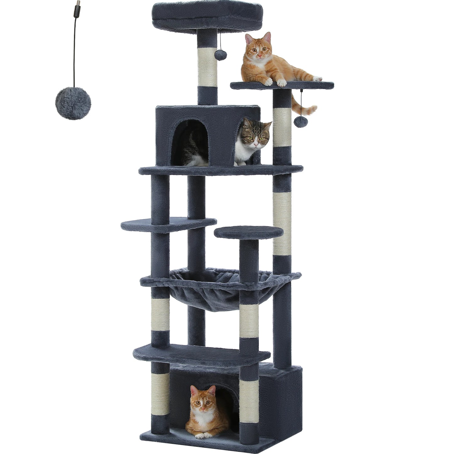 Árvore alta para gatos com postes para arranhar, redes espaçosas, condomínios grandes, torre grande para gatos internos, acessórios de brinquedos para gatos