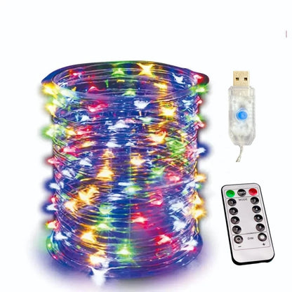 Usb led string luz 5m/10m/20m/30m 8 modo luzes de controle remoto guirlandas de fadas casamento natal decoração do feriado lâmpadas ano novo
