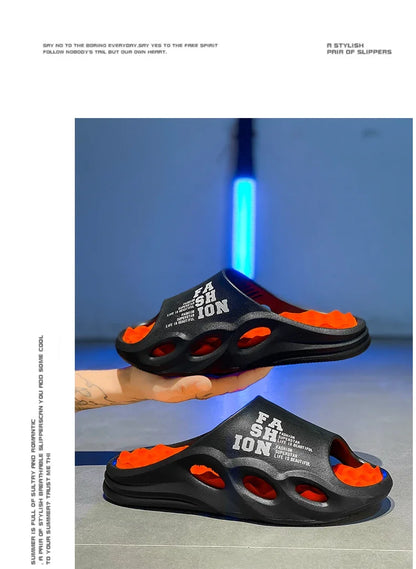 Men Fashion Massage Slippers Indoor/Outdoor Sandals Beach Flip Flop Thick Sole Male Slides Summer  Slippers