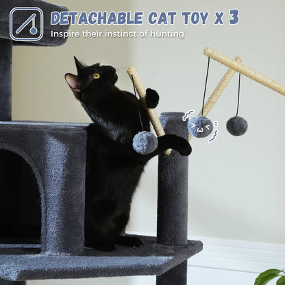 Árvore de gato de vários níveis com postes de arranhões, condomínio de gato, rede grande, torre de gato grande moderna para gatos internos, acessórios para gatos