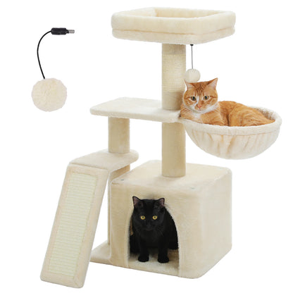 Árvore para gatos torre para gatos internos 2 estilos árvore de atividades para gatos com postes para arranhar gatos rede grande e poleiro superior removível cinza