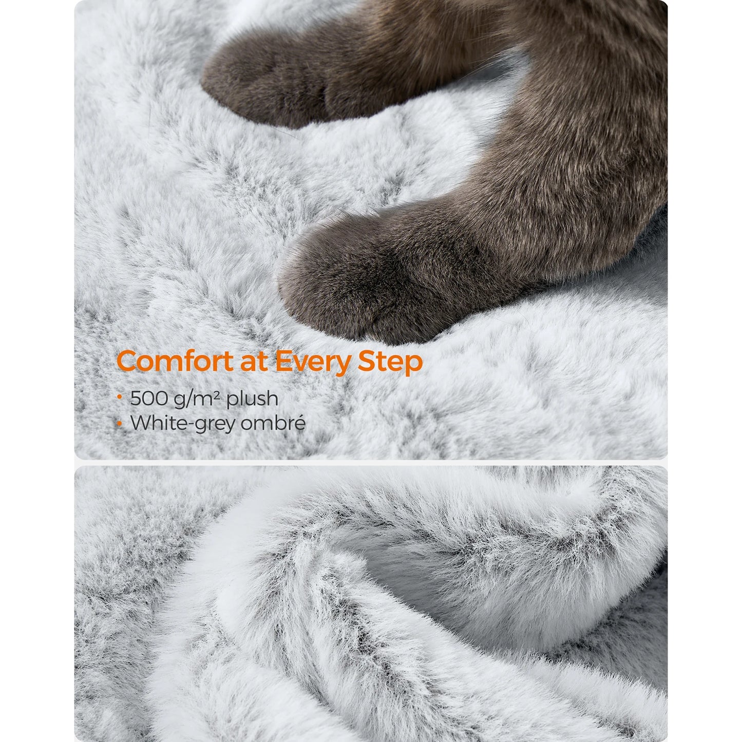 Feandrea Cat Tree, Cat Tower for Large Cats, Ultra-Soft, White-Grey