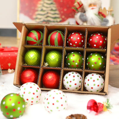 Christmas Ornaments 12Pcs Red Green Christmas Decoration Christmas Balls Xmas Tree Decor Festive Ornaments Holiday Decor