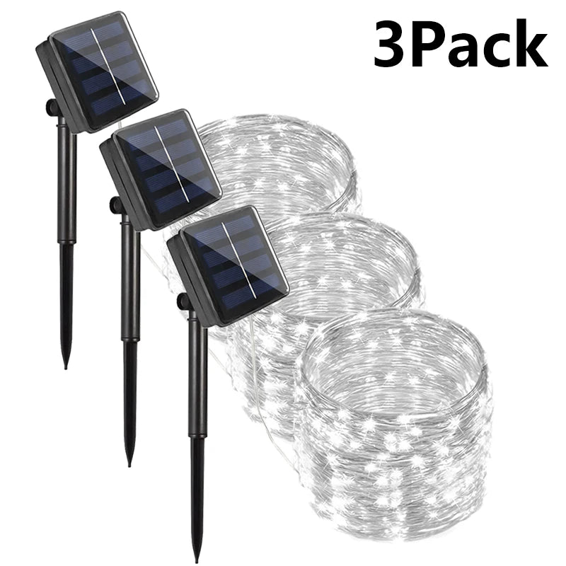 7m/12m/22/32m solar led luz de fadas ao ar livre festão led à prova dwaterproof água guirlanda luzes da corda festa natal jardim lâmpada solar decoração