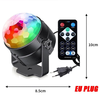 Luz de bola de discoteca led ativada por som rgb com controle remoto rotativa lâmpada de palco dj para casa carro festa clube decoração de natal