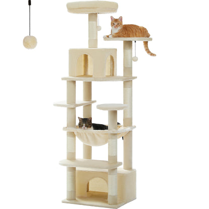 Árvore alta para gatos com postes para arranhar, redes espaçosas, condomínios grandes, torre grande para gatos internos, acessórios de brinquedos para gatos