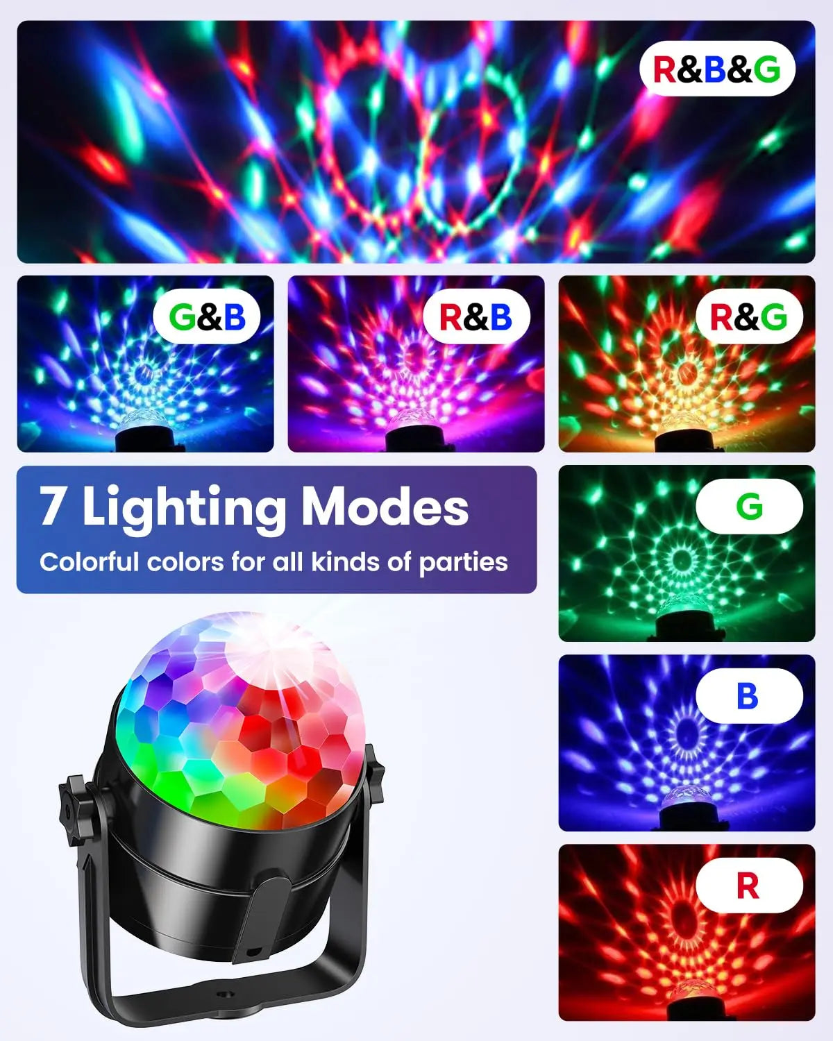 Luz de bola de discoteca led ativada por som rgb com controle remoto rotativa lâmpada de palco dj para casa carro festa clube decoração de natal