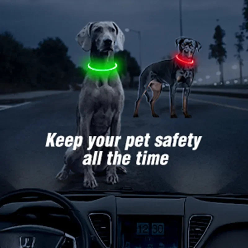 Led Light Dog Collar Detachable Glowing Usb Charging Luminous Leash For Pet Dogs Products Usb Charge Luminous Pet Accessories