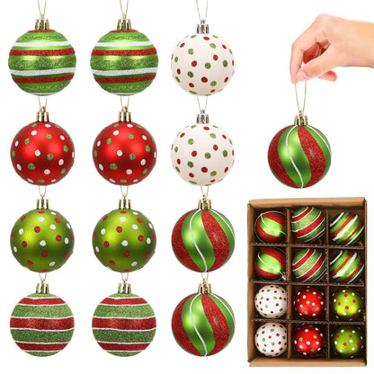 Christmas Ornaments 12Pcs Red Green Christmas Decoration Christmas Balls Xmas Tree Decor Festive Ornaments Holiday Decor