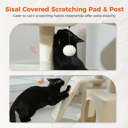 Árvore para gatos torre para gatos internos 2 estilos árvore de atividades para gatos com postes para arranhar gatos rede grande e poleiro superior removível cinza