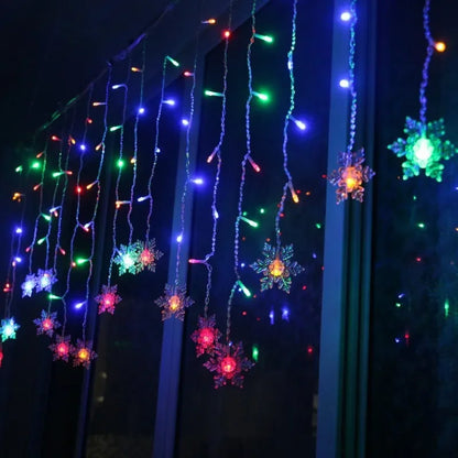3.2m natal floco de neve cortina luzes da corda interior luz de natal casamento festa em casa ano novo led lâmpadas de natal beiral decoração