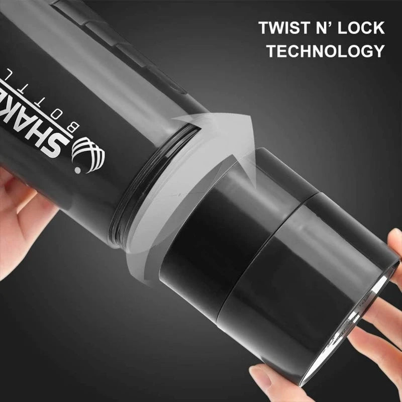 Protein Shaker Bottle Leak Proof Bottle for Protein Mixes 3 Layer Twist Off Shaker Cup Sports Shaker Bottle for Protein Powder