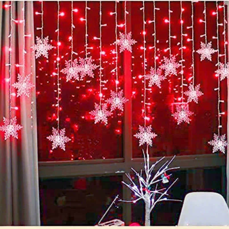3.2m natal floco de neve cortina luzes da corda interior luz de natal casamento festa em casa ano novo led lâmpadas de natal beiral decoração