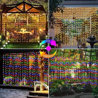 Outdoor Solar Curtain String Lights Garden Home Christmas Decoration 2025 Summer Wedding Party Decor Festoon Fairy Garland Lamp