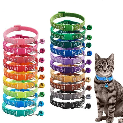 1/6/18pcs Pet Collar With Bell, Cartoon Footprints, Colorful Dog And Cat Collar, Adjustable Bell Ring Necklace, Pet Accessories