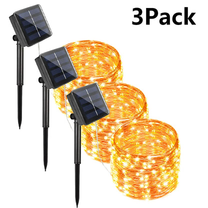 7m/12m/22/32m solar led luz de fadas ao ar livre festão led à prova dwaterproof água guirlanda luzes da corda festa natal jardim lâmpada solar decoração