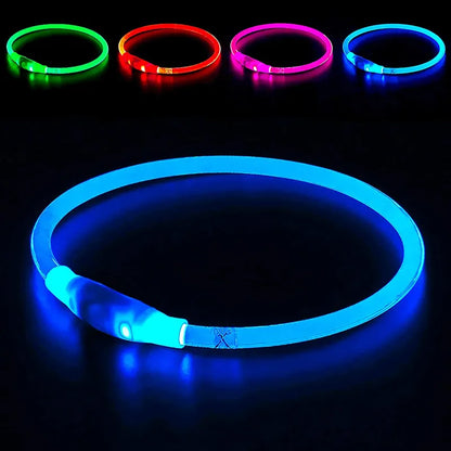 Led Light Dog Collar Detachable Glowing Usb Charging Luminous Leash For Pet Dogs Products Usb Charge Luminous Pet Accessories