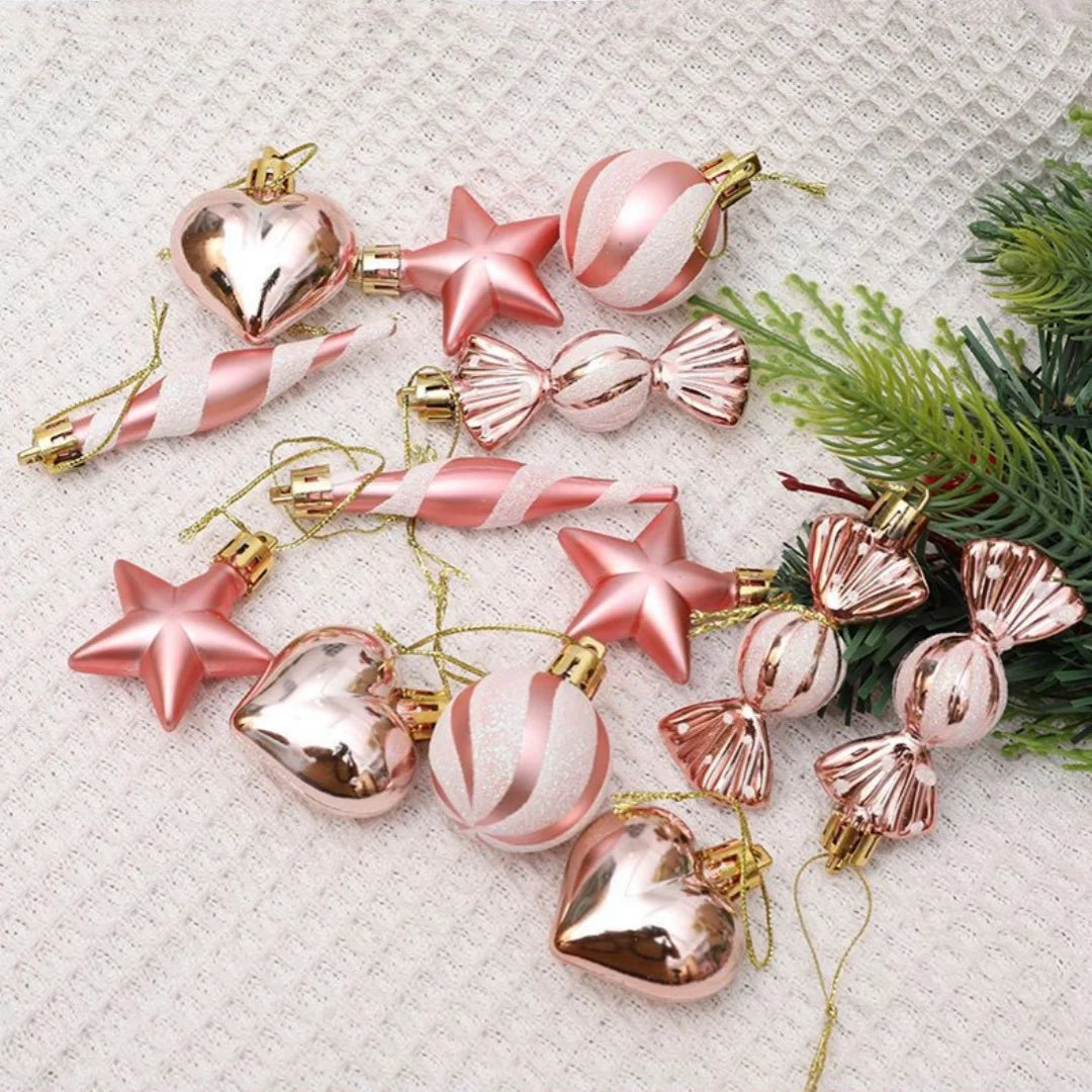 Christmas Balls Ornaments Xmas Tree Hanging Pendant Heart Candy Star ShapedHome Decoration 2024 Navidad New Year Gifts 2025