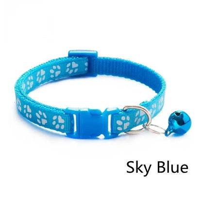 1/6/18pcs Pet Collar With Bell, Cartoon Footprints, Colorful Dog And Cat Collar, Adjustable Bell Ring Necklace, Pet Accessories