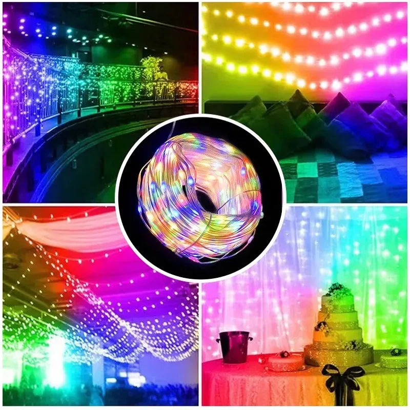Tira de luz usb inteligente rgb string bluetooth sonho cor luz 5v natal festa aniversário guirlanda decoração luzes fadas para casa