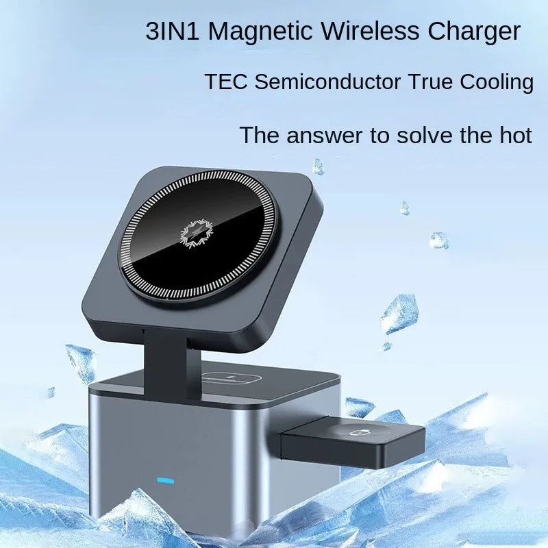 Wireless Charger 15W Multifunctional Automatic Magnetic 3-in-1 Mobile Phone Watch Vertical Wireless Fast Charger
