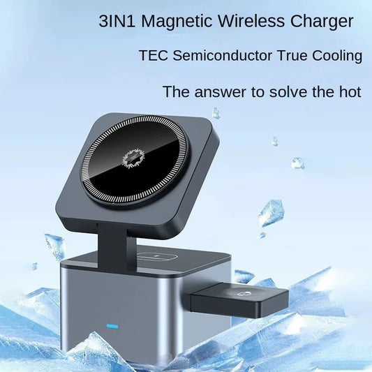 Wireless Charger 15W Multifunctional Automatic Magnetic 3-in-1 Mobile Phone Watch Vertical Wireless Fast Charger